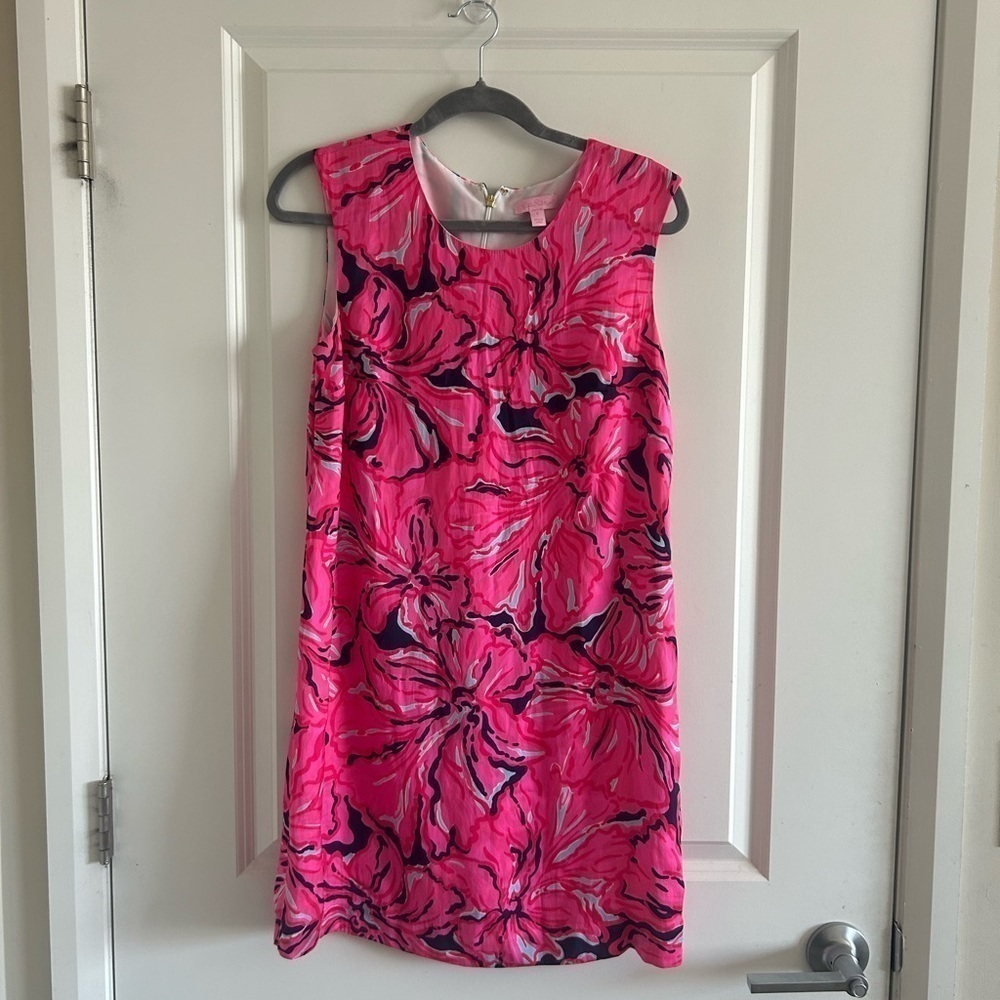 Lilly Pulitzer Iona Shift Pink/Navy Engineered Dress
